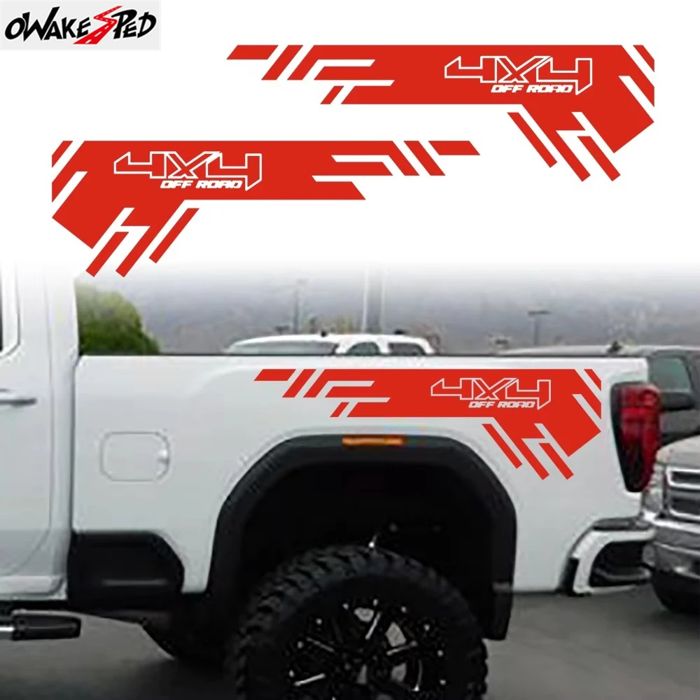 2Pcs 4X4 Off Road Car Body Side Sticker Compatible with Pickup trucks , Sports Kit Vinyl Decal Decoration Exterior Accessories