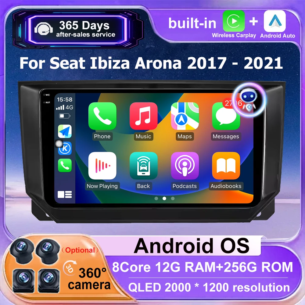Android 16 Auto For Seat Ibiza Arona 2017 - 2021 Car Radio Multimedia Video Player Navigation Stereo GPS Wireless Carplay BT DSP