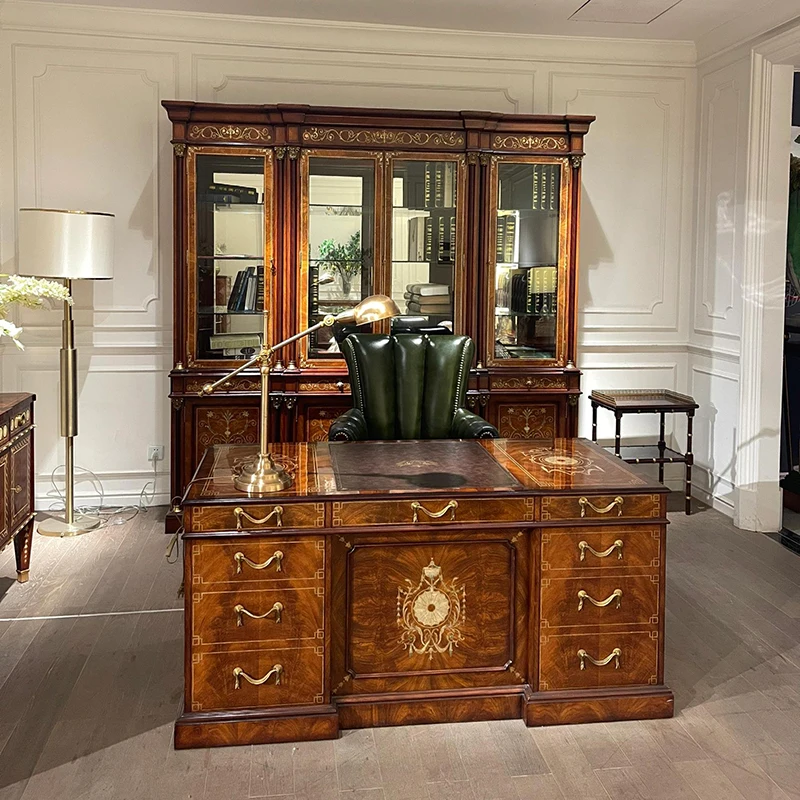 !@High-end British Style Office Desks Home Furniture Classical Luxury Home Office Table