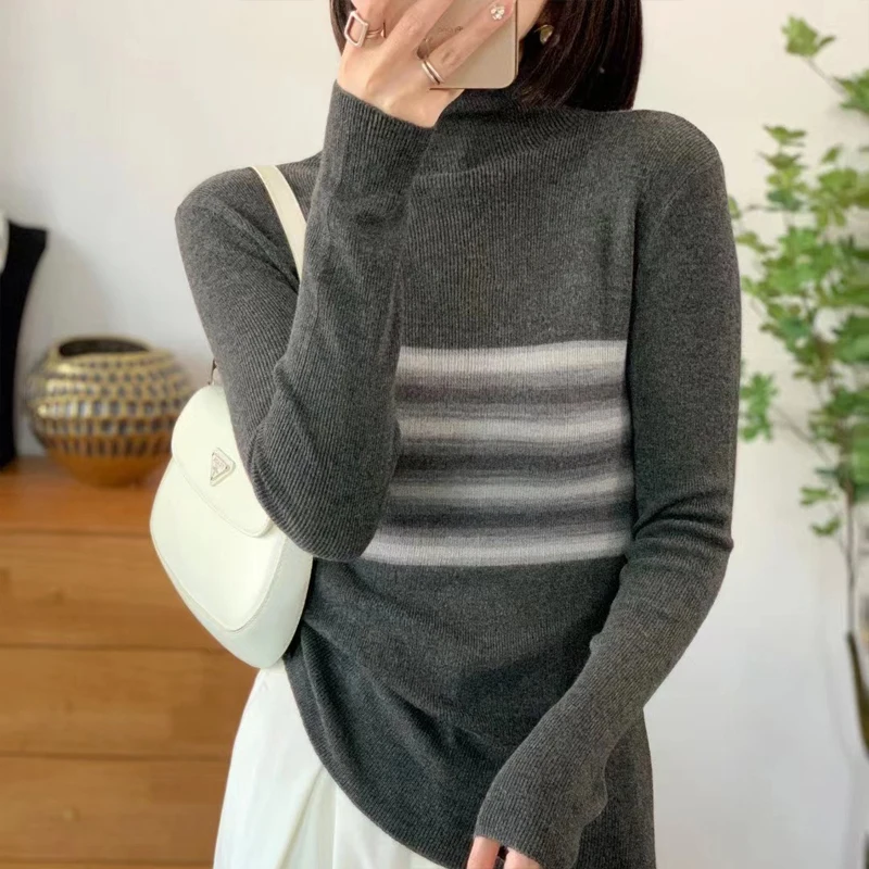 Women's Half High Collar Bottom Knit Sweater, Autumn and Winter, New Cashmere Sweater, Beautiful Small Shirt, 2022