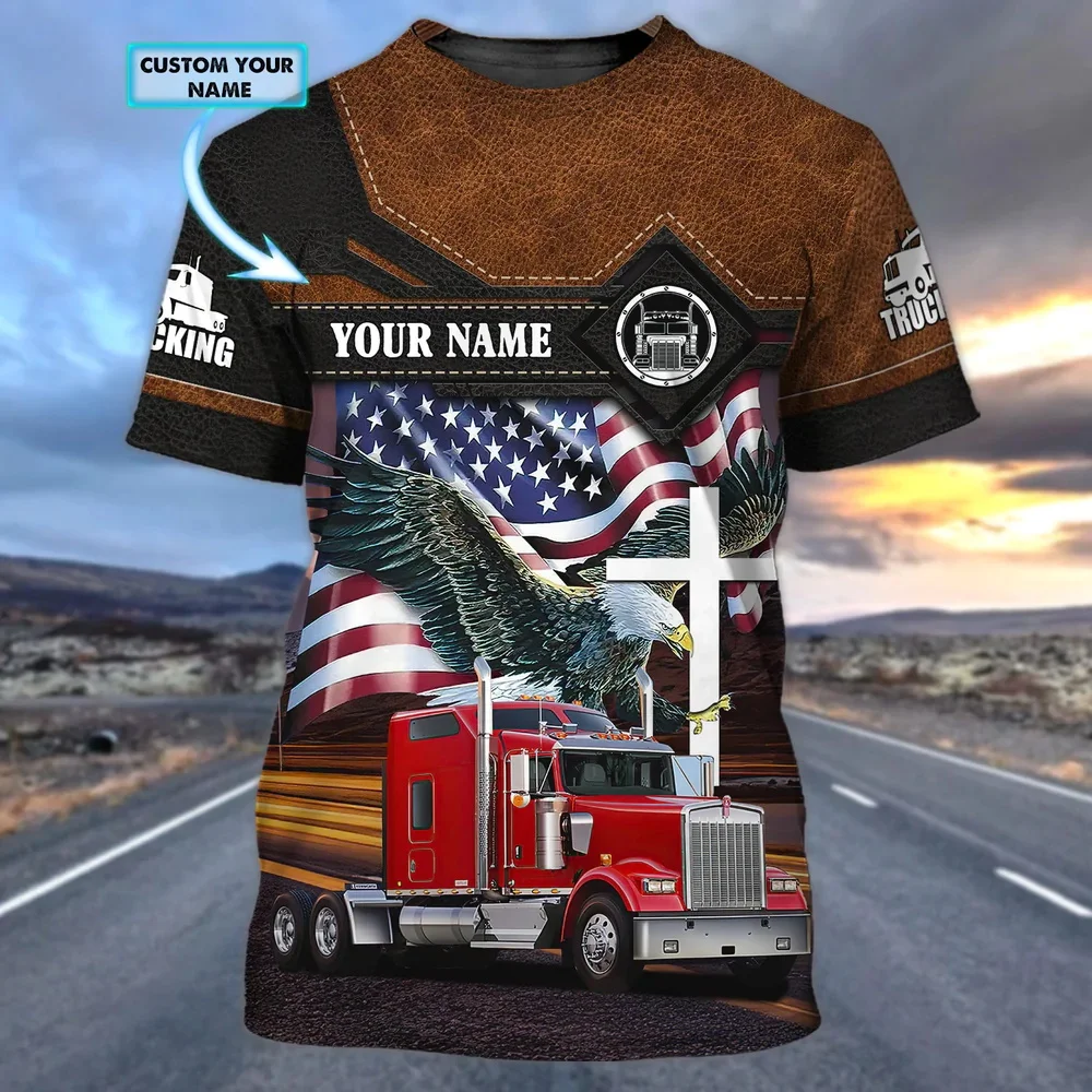 2024 Summer Hot Selling Men's Truck T-shirt Street Fashion Harajuku 3D Printed Pattern Round Neck Fashion Customized Top