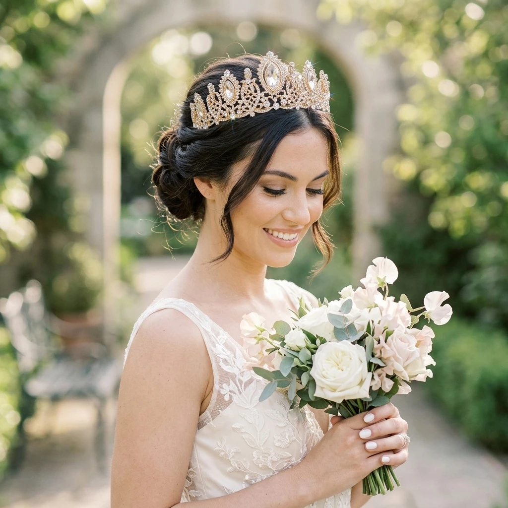 1pc Crystal Tiara Elegant Bridal Crown Headband for Women Wedding Party Accessories Luxury Alloy Hair Jewelry Gift