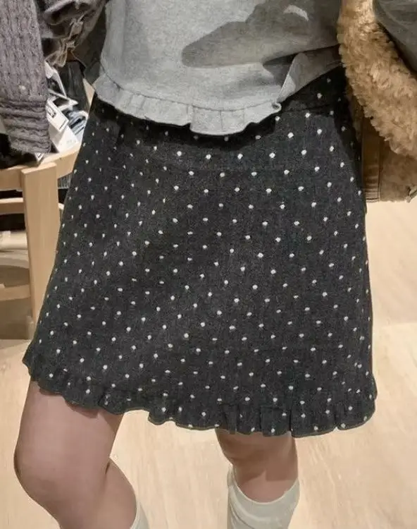 

Sweet Fungus Polka Dot Print Skirts 2025 Early Spring New Faldas Mujer Y2k Slim Waist Bodycon A-line Skirt for Women