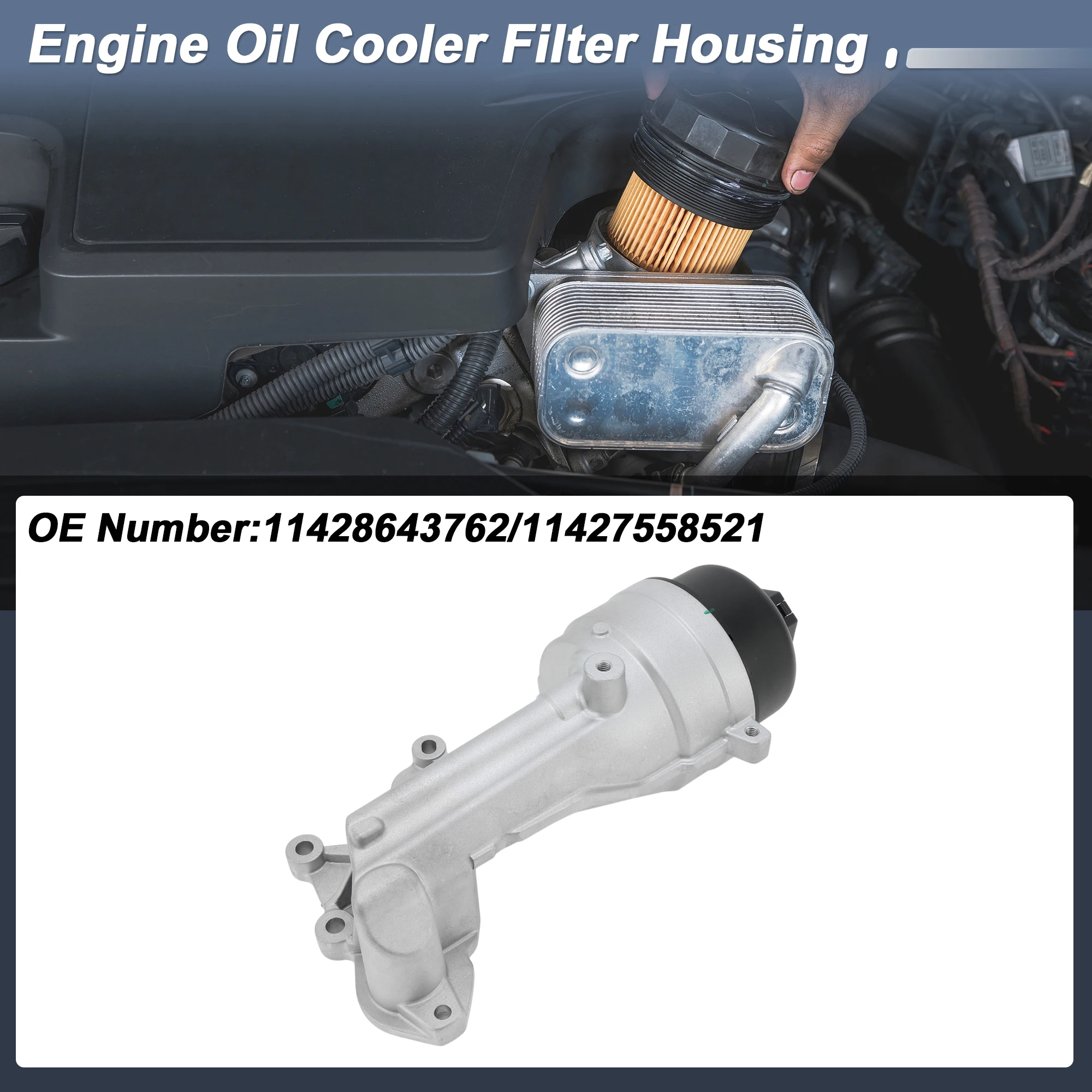 

UXCELL Engine Oil Filter Housing for Mini Cooper 2007-2009 L4 1.6L No.11428643762 1 Set