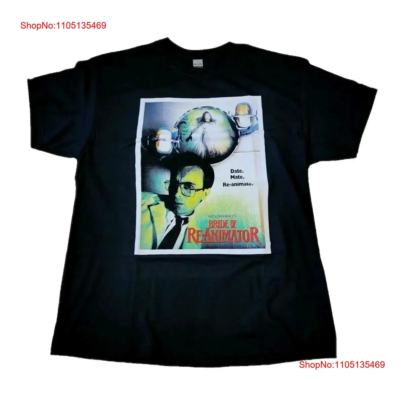 Bride Of Re Animator VHS Tape Movie Cover Artwork T Shirt Mens Size XL vintage Washed streetwear Stretched Casual fashion