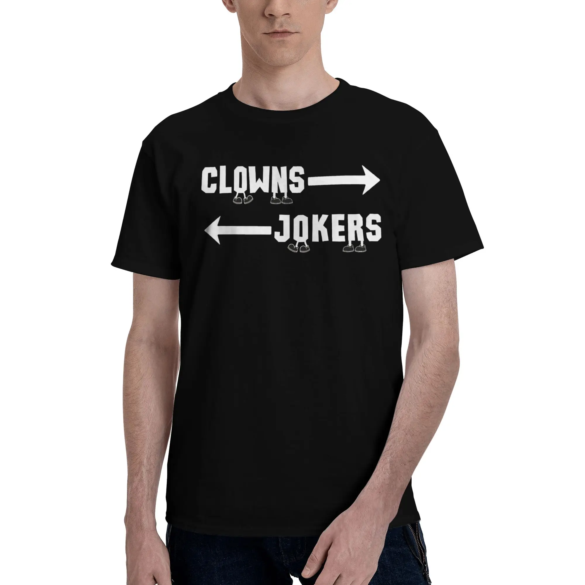 Printed Direction Clowns to The Left Jokers to The Right T Shirt for Men Women  Cotton T-shirts Short Sleeve Clothes