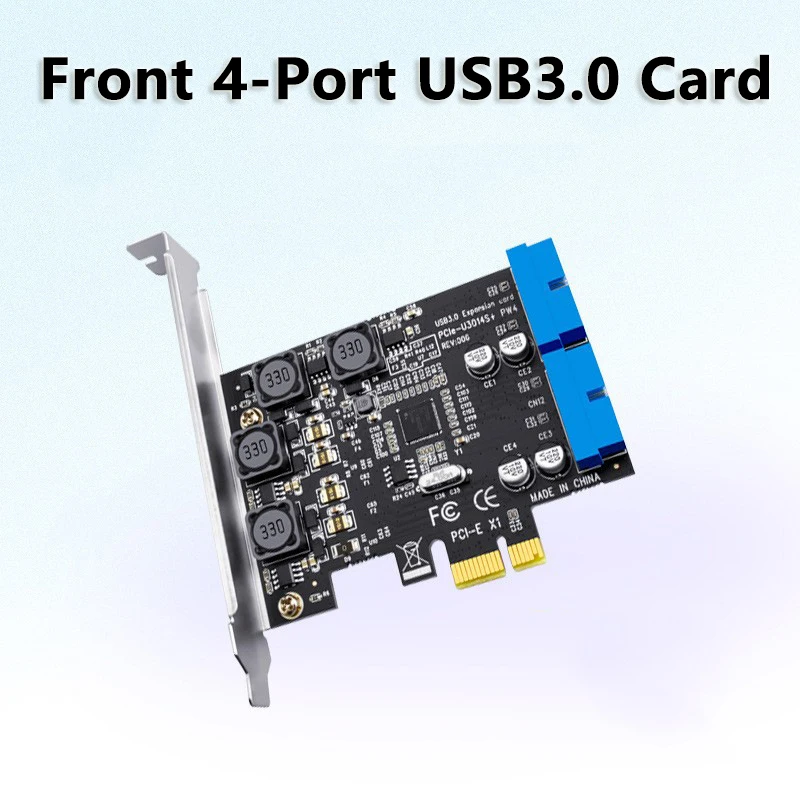 PCIE to USB3.0 19/20PIN Expansion Card PCI-E PCI Express X1 to 4Port Front USB 3.0 5Gb Controller USB HUB Adapter for PC Desktop