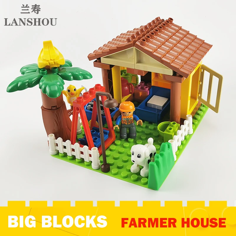 Big Size Building Blocks Farmer's Cottage Construction Accessories Compatible Large Bricks Children Educational Assembly Toys