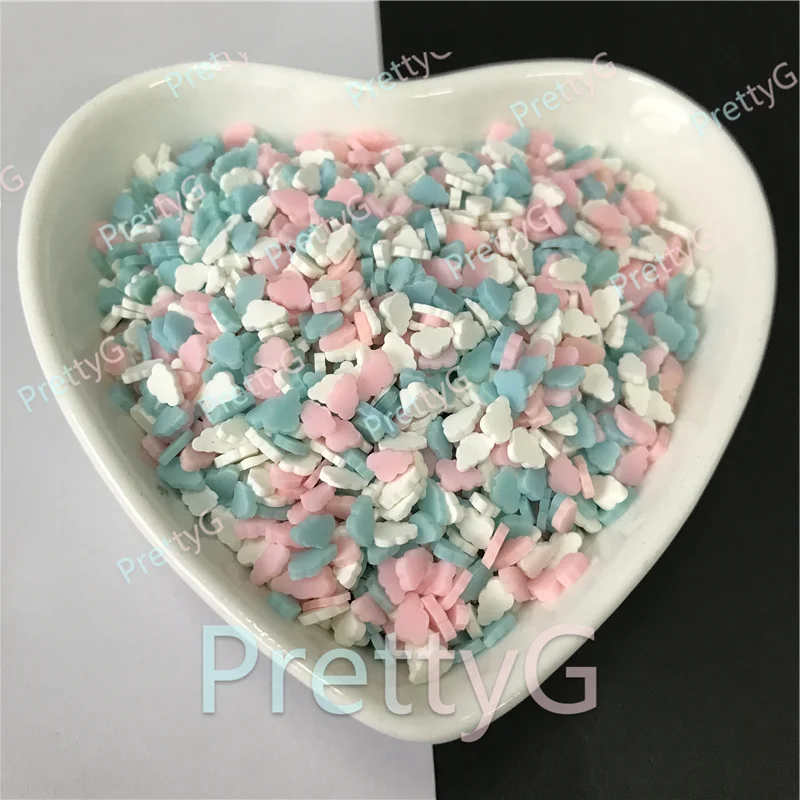 Prettyg 1 Doos Kleurrijke Cloud Vorm Plakjes Levert Polymeer Zachte Klei Diy Decoratie Voor Fimo Resin Nail Art Slime Cake dessert