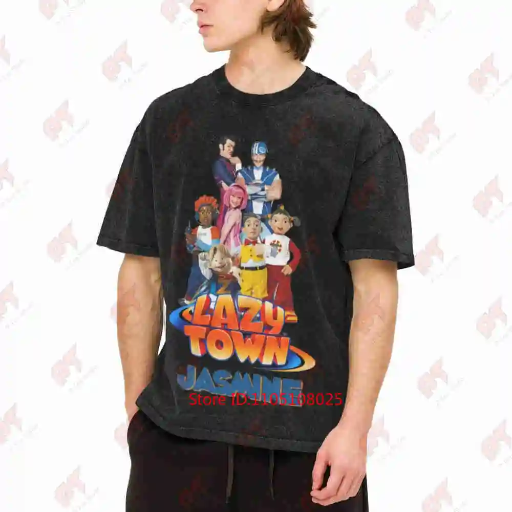 Lazy Town Stephanie Sportacus Childrens TV Vintage Washed Tee Pure Cotton T-Shirt