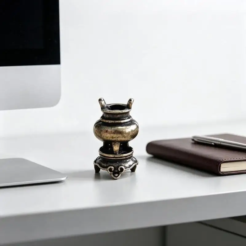 Retro-Messing-Mini-Stativ-Räucherstäbchenhalter, Vintage-Kleinschatz, dekoratives Tischornament für Zuhause, Büro und Teestube – Detail 7