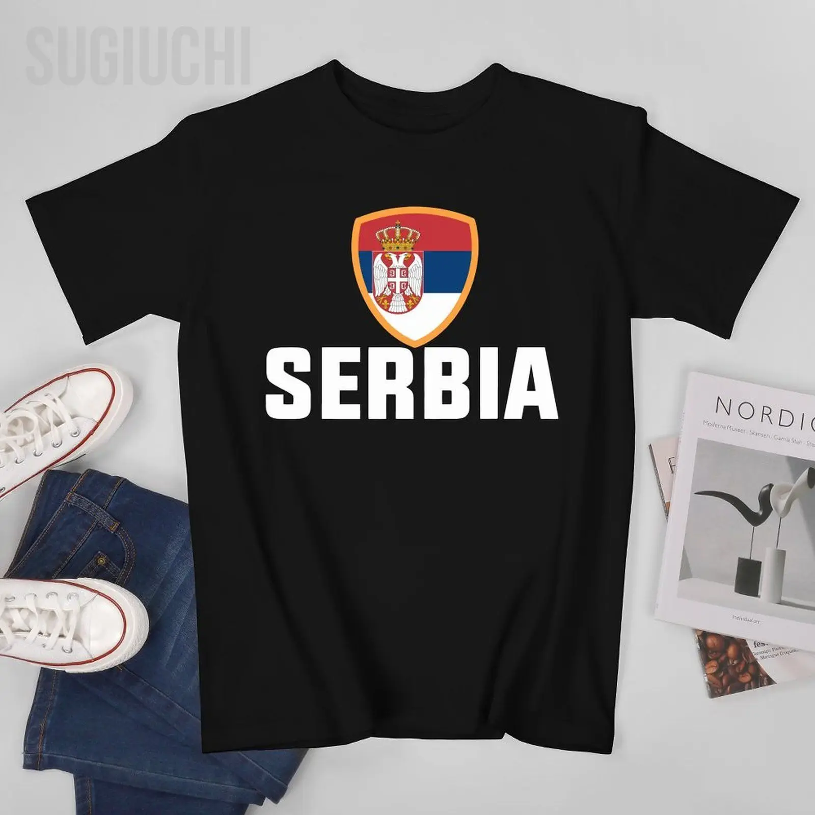 Unisex Men Serbia Flag for Srbija Tshirt Tees O-neck T Shirts Women Boys 100% Cotton T-Shirt