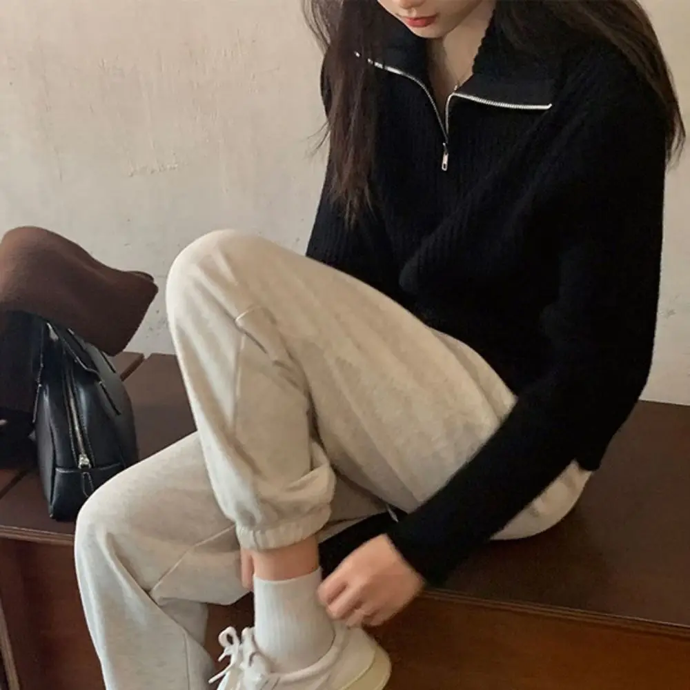 

Fashion Long Sleeve Zipper Long Sleeve Hoodie Autumn Loose Crochet Knitwear Casual Women Top Sweet Girl's Pullover Women