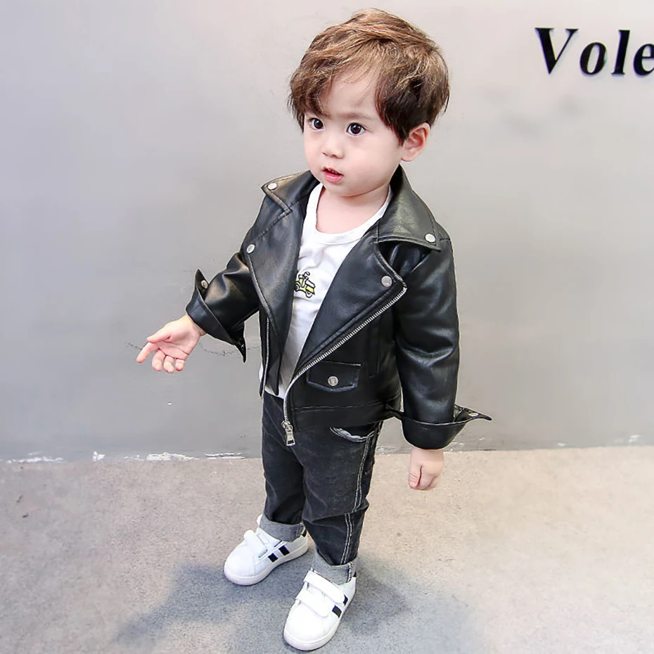 Boy Leather Jacket Solid Color Jacket Outerwear For BOy Girl High Quality Jacket Coat Kids Todler Baby Boy Girl CLothes