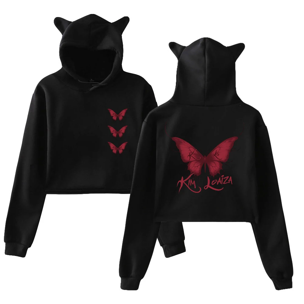 Kimberly Loaiza La Despedida Tour Pullover Cat Ears Hoodie Long Sleeve Streetwear Female Crop Top Women's Clothes