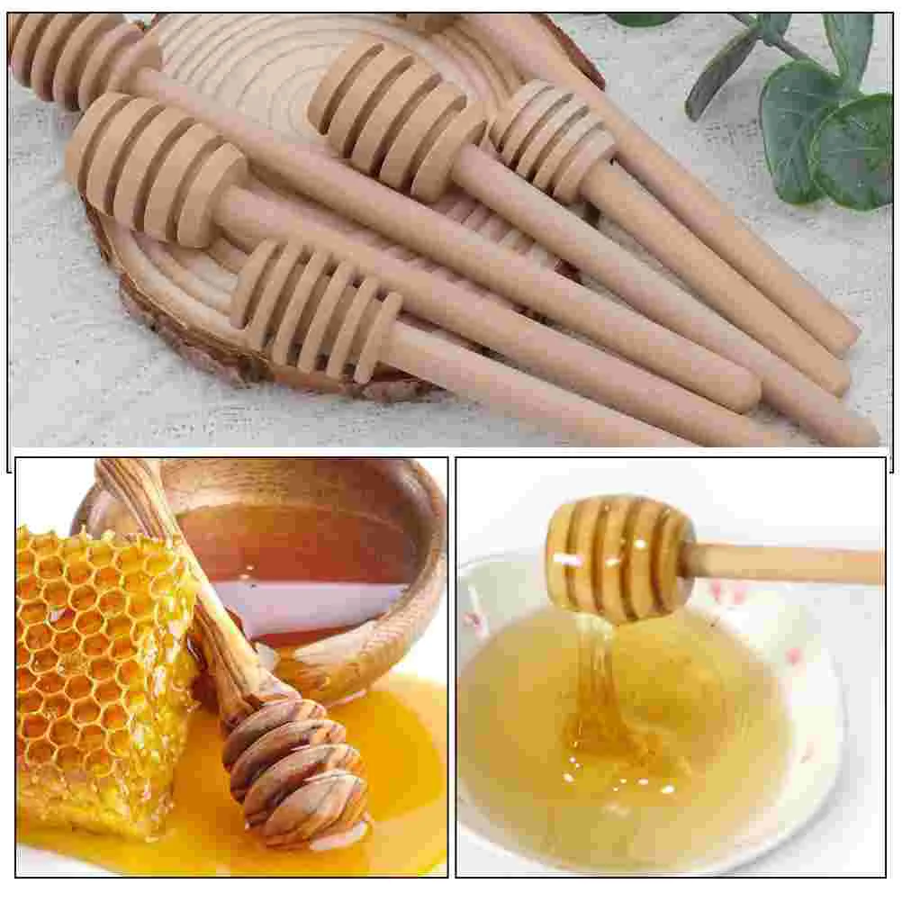 10 Pcs Wooden Honey Stick Stirrers Sticks Jam Stirring Rod Household Convenient Dipper Portable Long Handle