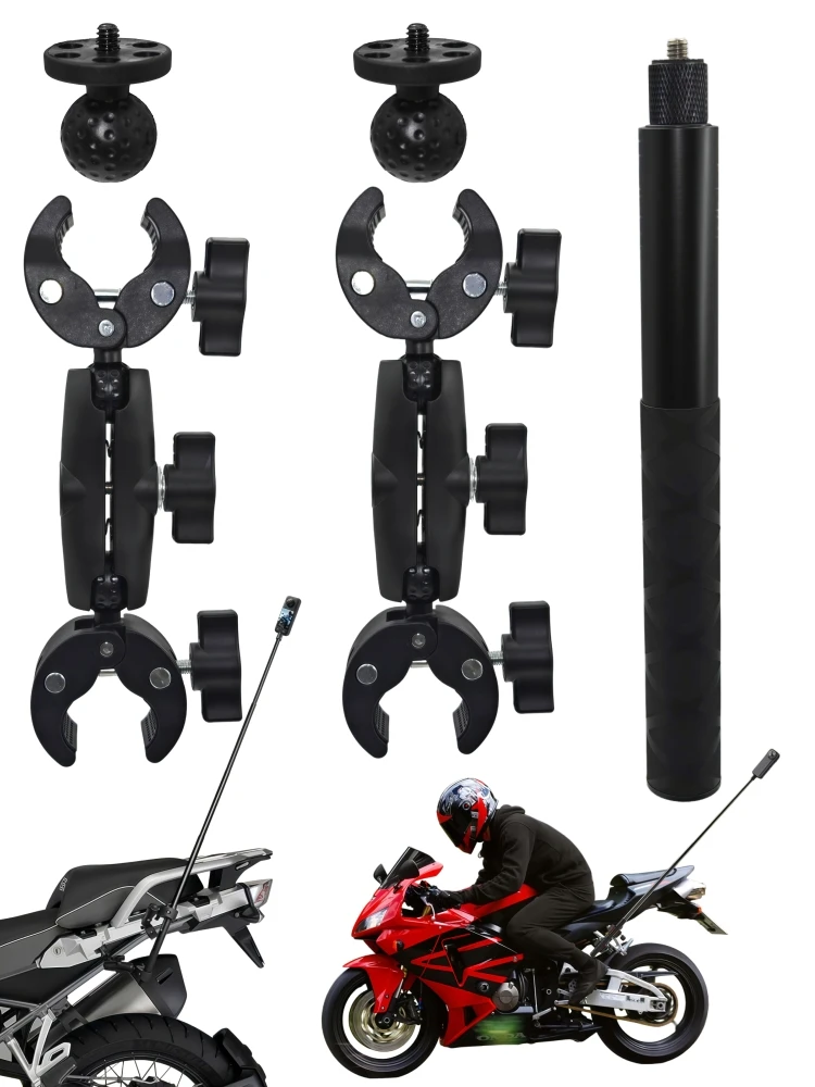 AliExpress AKwing Motorcycle Bike Mount Extension Pole Selfie Stick Double Side Super Clamp Clip for Insta360 X2 X3 X4 X5 Monopod Handlebar Action