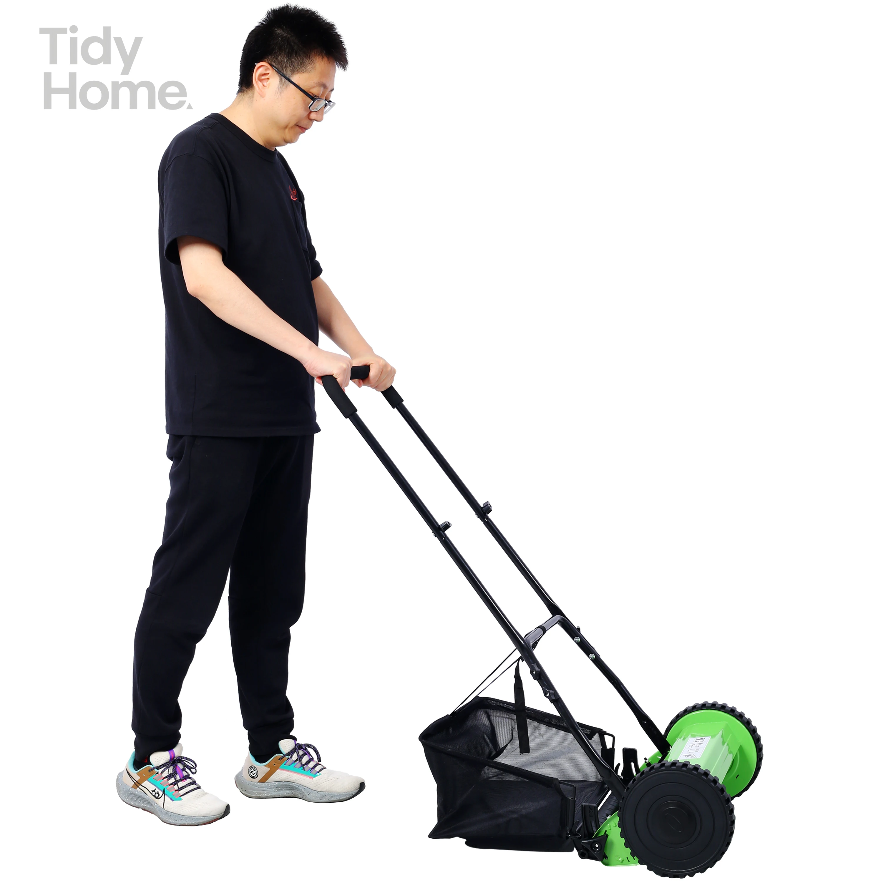 

14-Inch 5-Blade Push Reel Lawn Mower with Grass Catcher,Lawn cleaning,Adjustable Blade Height,Versatile,Low Maintenance,GREEN
