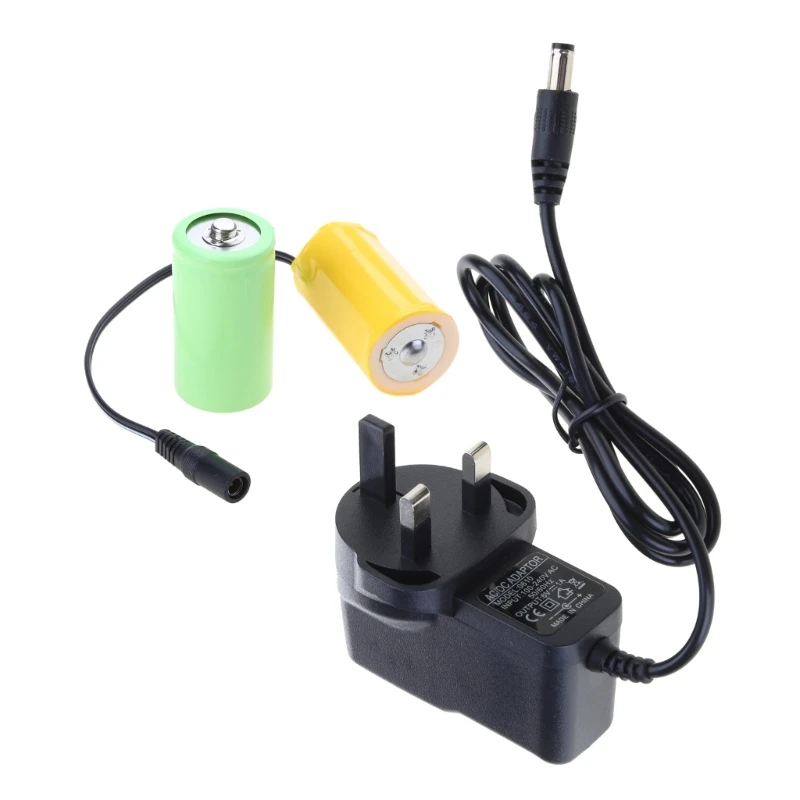 LR20 D Battery Eliminators Cable ACPower Supply Cable Replace 2Pcs 1.5V LR20 D Battery for Electric Toy Flashlight