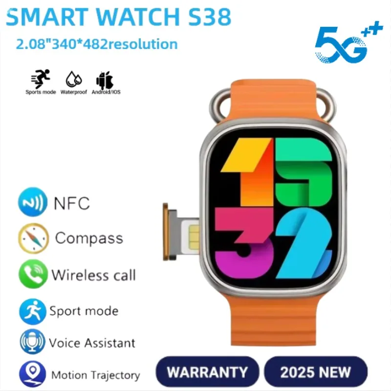 

s38 4G/5g All Network S38 Смарт-часы Android Работает S10 Система GPS Карта Google Play Шагомер Трекер сна SIM-карта