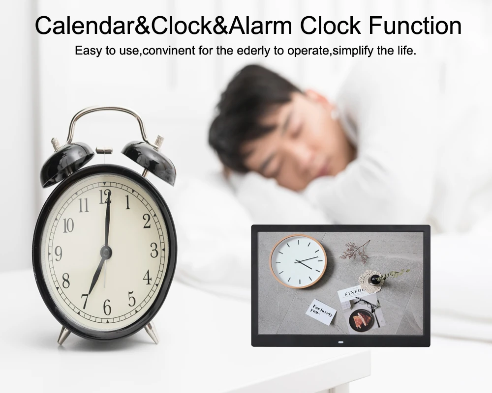 

18.5 Inch Digital Picture Frame 1366x768 High Resolution Digital Photo Frame Support Audio Video Playing Clock Alarm Calendar
