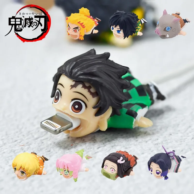 Anime Demon Slayer Charging Cord Protection Tanjirou USB Cable Case for IPhone Xiaomi Universal Protective Cover Decor Gifts