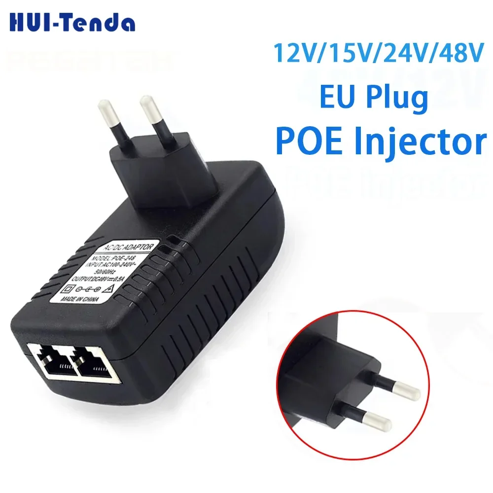 

Huitenda POE Injector 12V/15V/24V/48V Power Supply Ethernet Adapter 1A /0.5A POE For POE Switch CCTV IP Camera Phone AP EU Plug