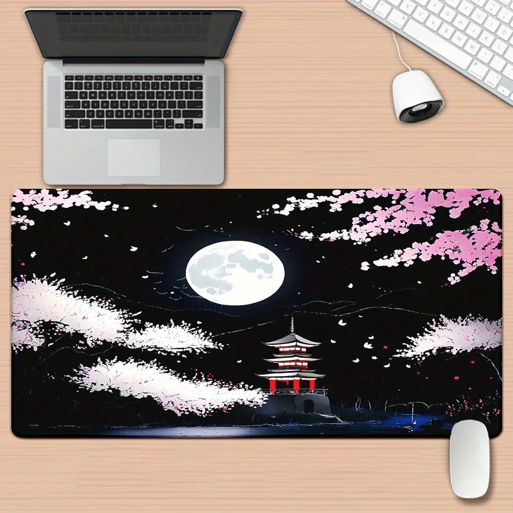 Sakura Tower Fuji Mouse Pad Large Computer Office Gaming Desk Pads 400x900mm Rubber Carpet Mousepad Anti-Slip Gamer Keyboard Mat