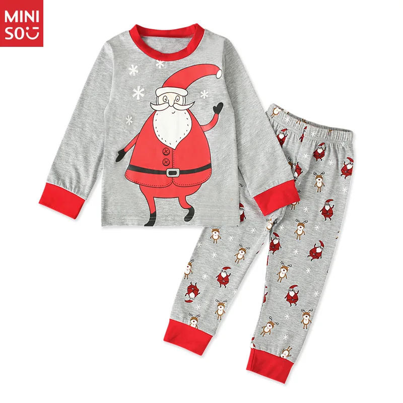 Conjunto de disfraz de Papá Noel para niños de 2 piezas, camisa de manga larga y pantalones