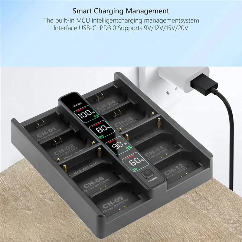 PD100W Fast For Sony NP-FZ100 NP-F550 NP-F750 NP-F960 Camera Battery Chargers, Dual Slot Rapid Smart LCD Docking Station