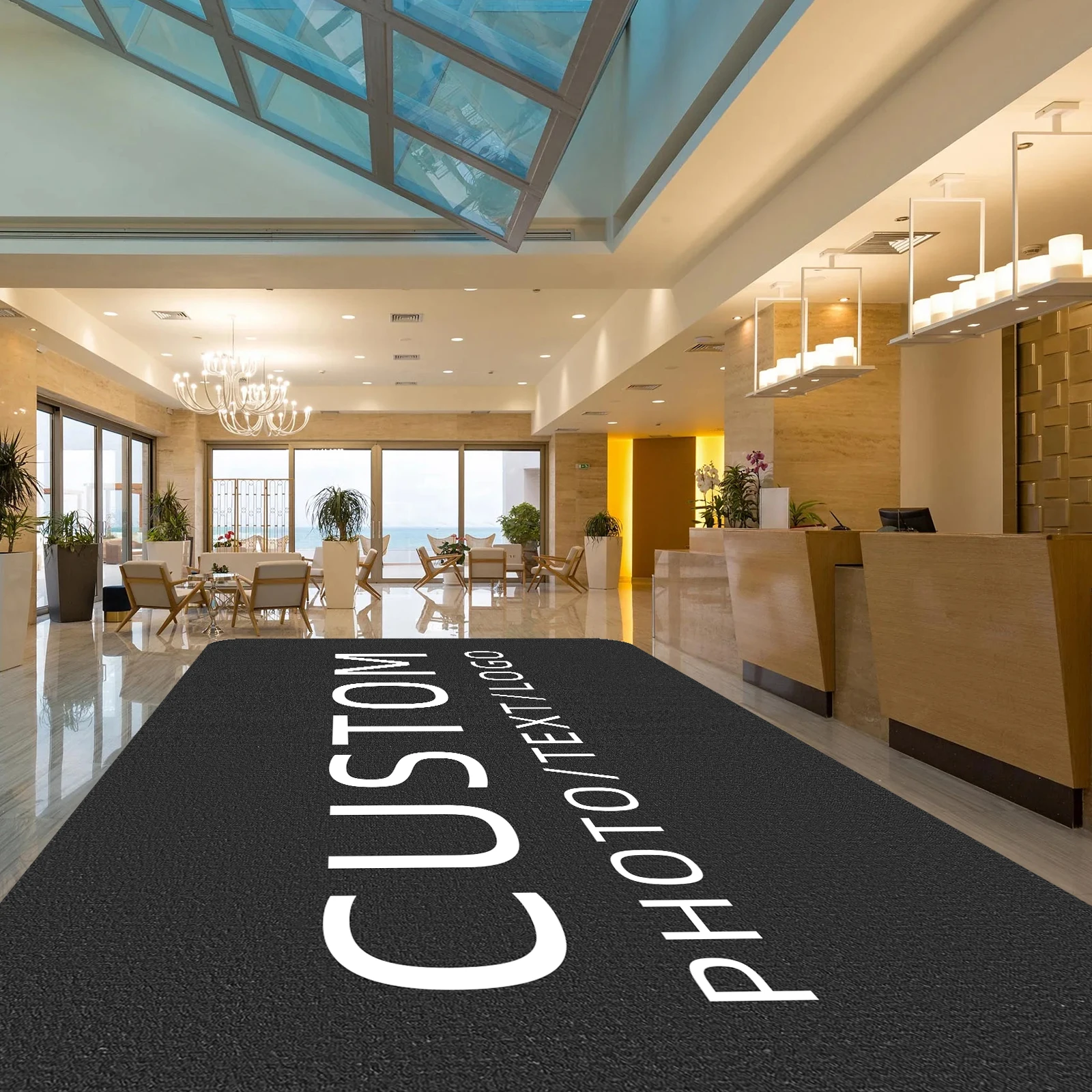 

Custom Welcome Doormat with Photo Text Logo Personalized Rubber Backing Anti Slip Outdoor Front Door Mat Carpets Store Decor Rug