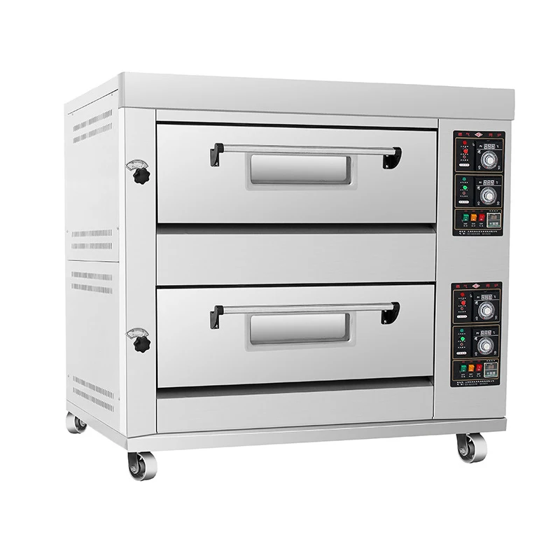 Commercial Baking Equipment 2 Deck 4 Tray Gas Electric Bakery Bread Deck Oven For Cake Pizza