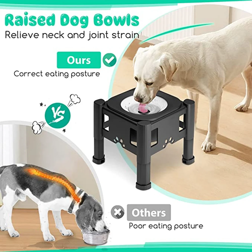 Height Adjustable Dog Bowls No Spill Raised Pet Elevated Water Bowl Non-Slip Puppy Cat Slow Water Feeder 2.2L/75oz