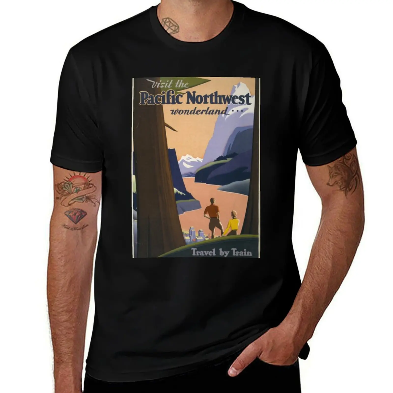 

Pacific Northwest Vintage T-Shirt fashion shirts animal prinfor boys blue archive men clothings