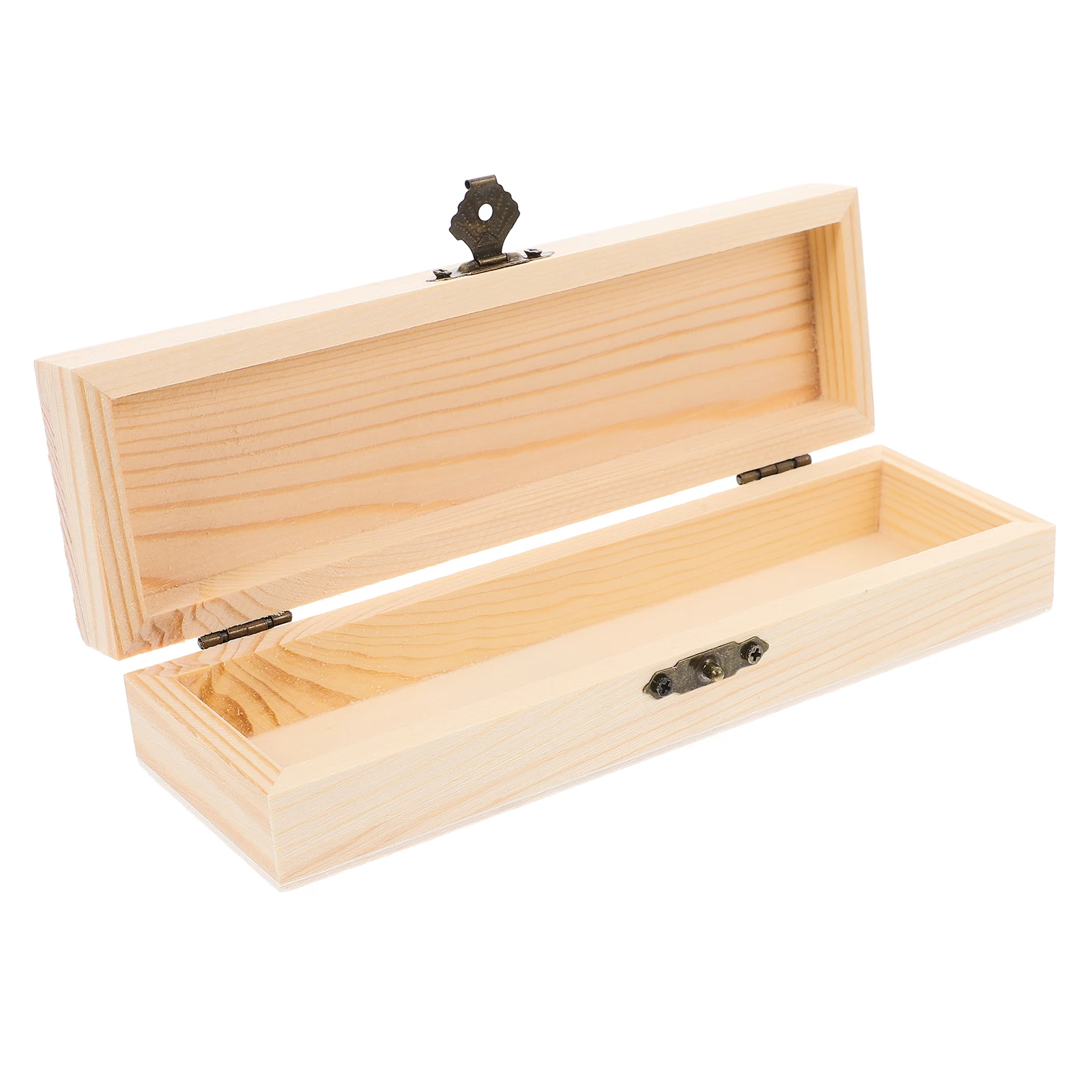 

Wooden Pencil Box Unfinished Stationery Case Lockable Brush Marker Organizer School Desk Student Storage Container