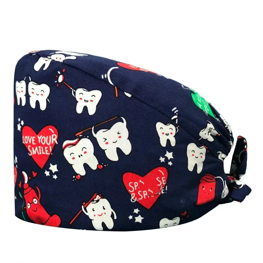 Gorro ajustable para enfermera, gorro Unisex de algodón con estampado rosa, accesorios para enfermería, trabajo médico, tienda de mascotas, quirúrgico