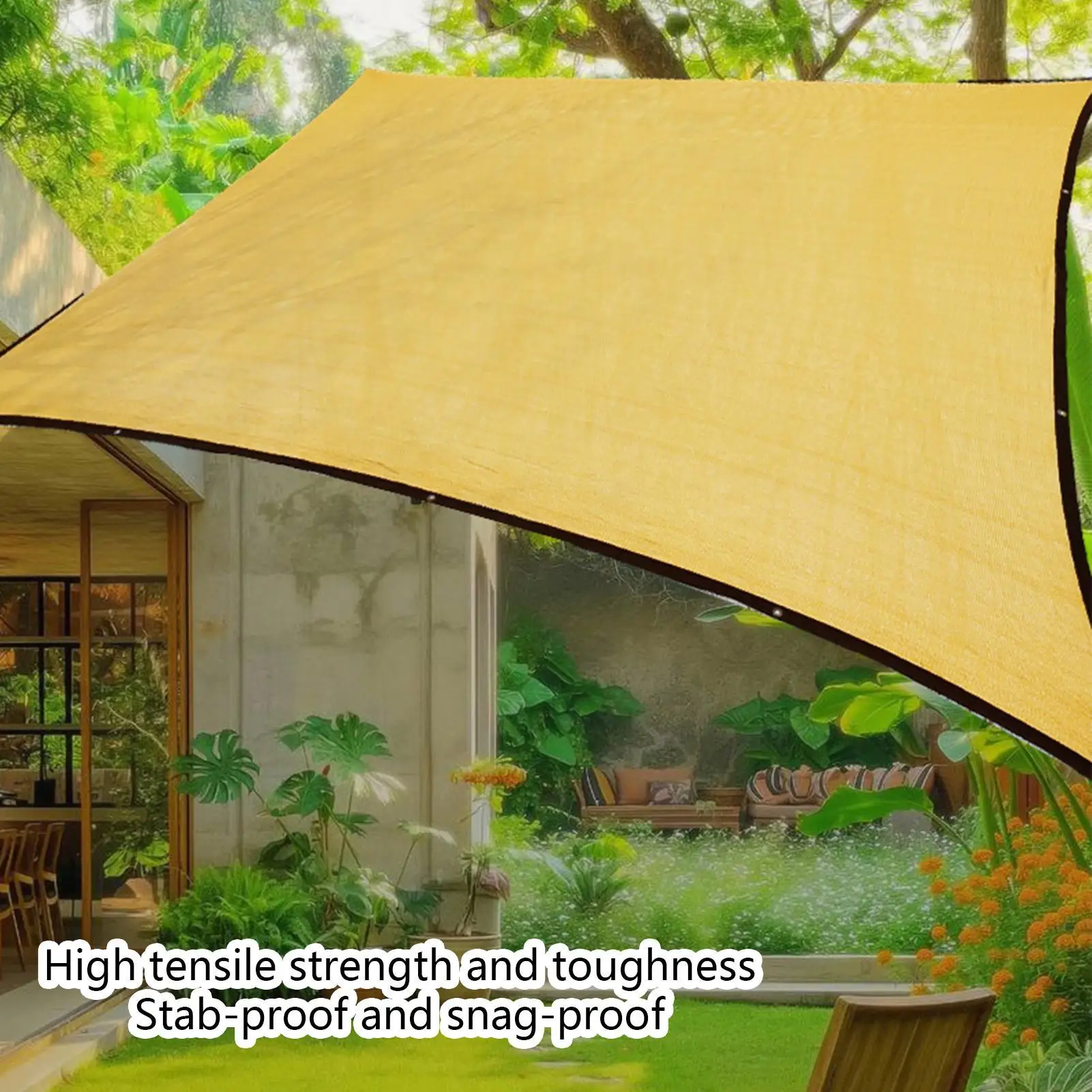 3/4/5/6 meter wide beige sunshade awning UV Blocker Sun Shade Sail Netting Sun Shade Sail Heavy Duty Heat Insulation Mesh Tarp