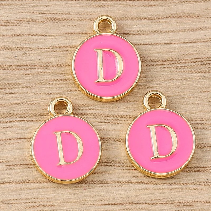 10 Stück niedliche, doppelseitige Buchstabenanhänger aus Emaille, Alphabet A-Z, zum Basteln von Schmuck, für Namens-Ohrringe, Halsketten und DIY-Bastelarbeiten. – Detail 6