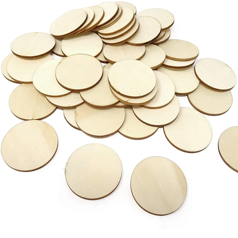 2-100pcs Unfinished Round Wood Slices Round Wooden Discs Wood Circles for DIY Art Crafts kids Painting Christmas Ornament Decor