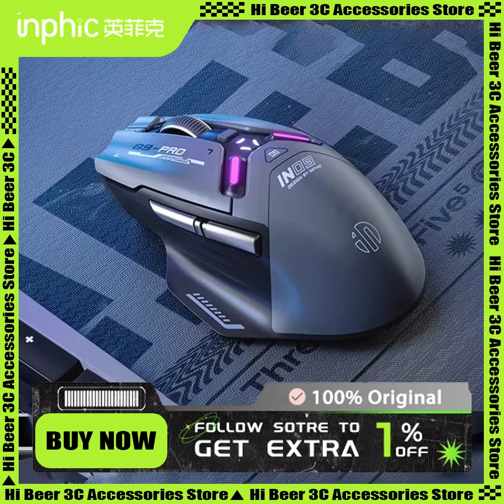 

Inphic In9pro Wireless Mouse Tri Mode Paw3395 8k Return Ergonomics Right Hand Esports Mouse Pc Game Accessories Gaming Mice Gift