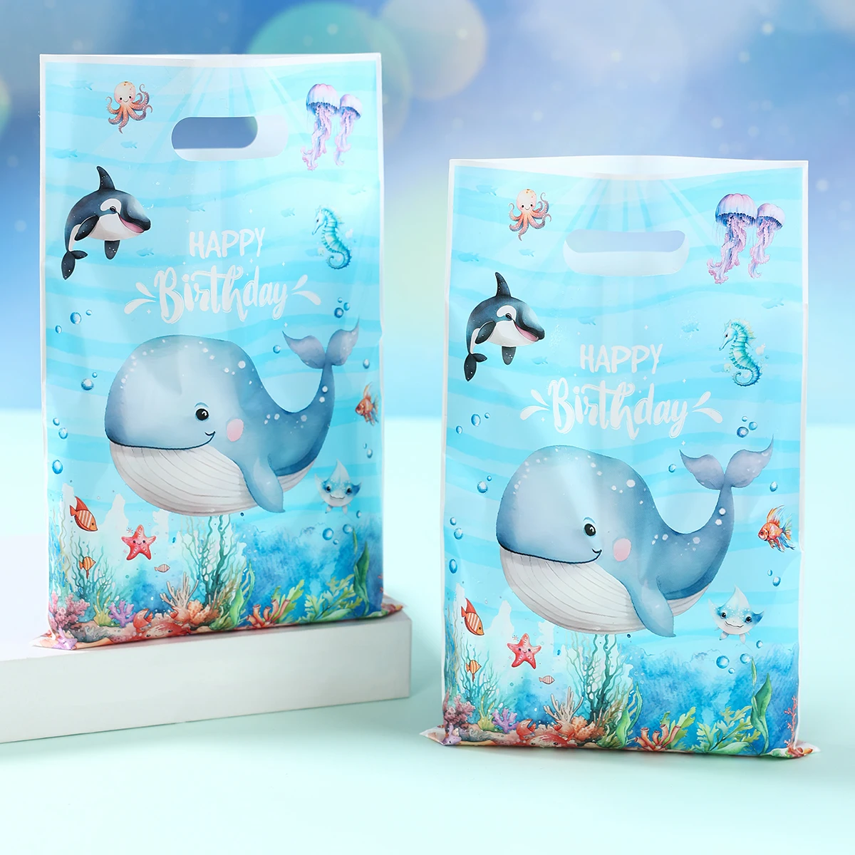 10/25/50pcs Underwater animal Plastic Gift Packing Bags Under the Sea Birthday Party Decor Kids Baby Shower Party Candy Bags