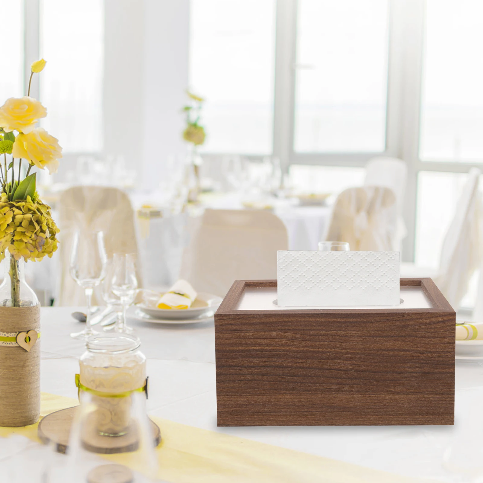 

Wood Tissue Holder Vintage Wooden Napkin Box Desktop Paper Towel Organizer Tissue Box Cover for Office Car Home Bedroom