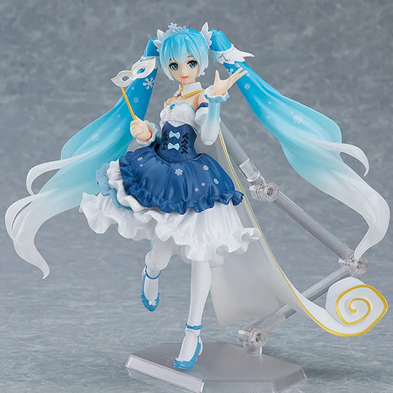 15CM Anime Hatsune Miku Figure 054 Snow Hatsune Replace Face 10th Model Toy Gift Collection Action Figure PVC