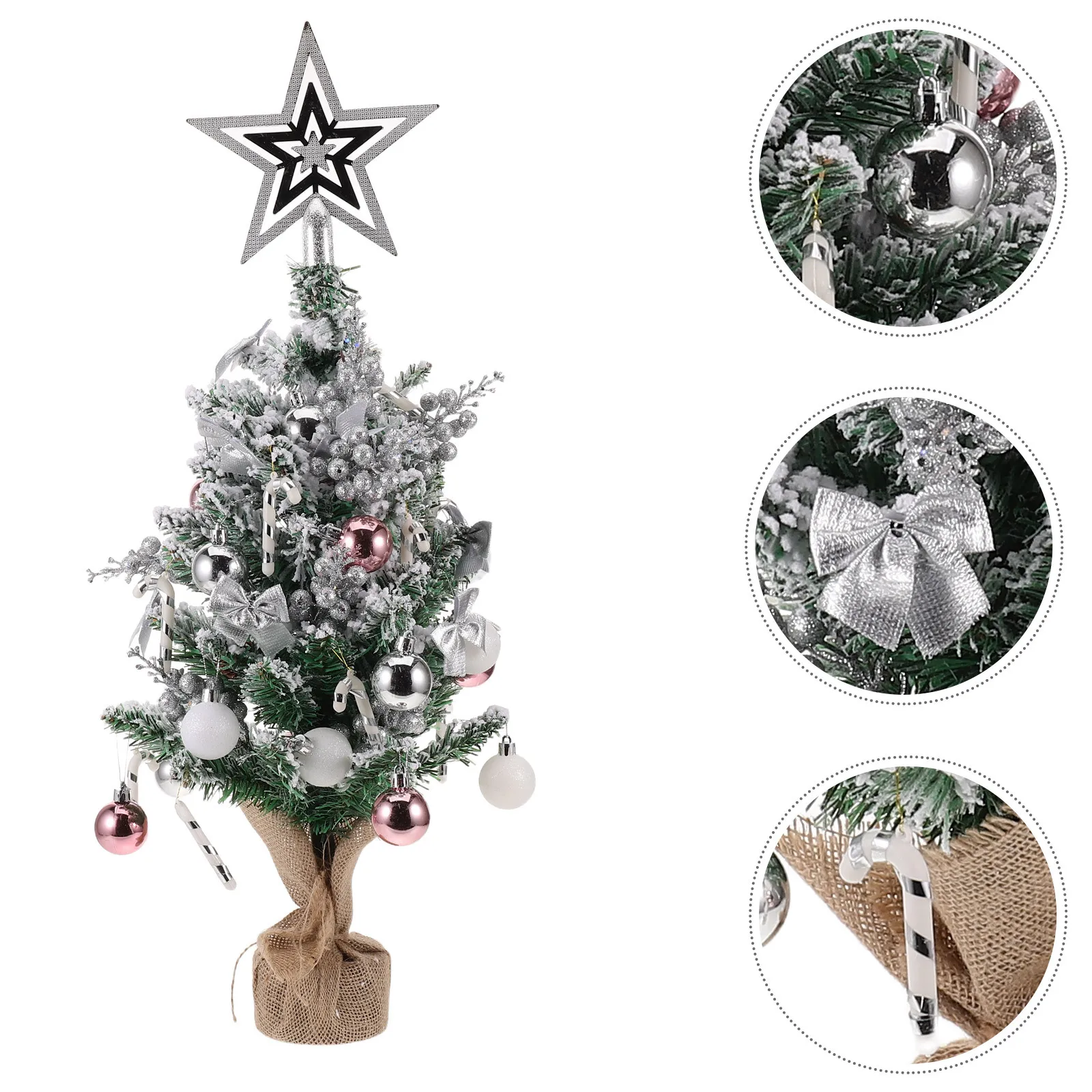 

Small Flocked Christmas Tree Mini Table Top Pine Style White Decor for Office Home Desk Shelf Fireplace Mantel Holiday Seasonal
