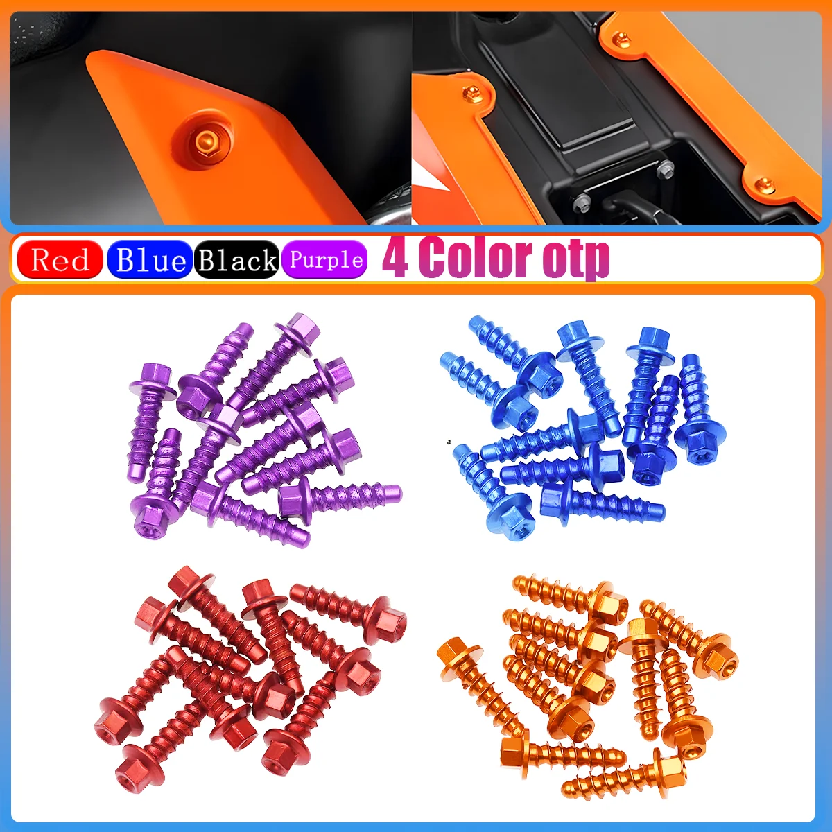 

10 PCS Dirt Bikes Self Tapping Plastic Parts Screw Bolt Kit For 125 250 300 350 400 450 500 1997-2023 KTM EXC EXCF XC XCF SX SXF