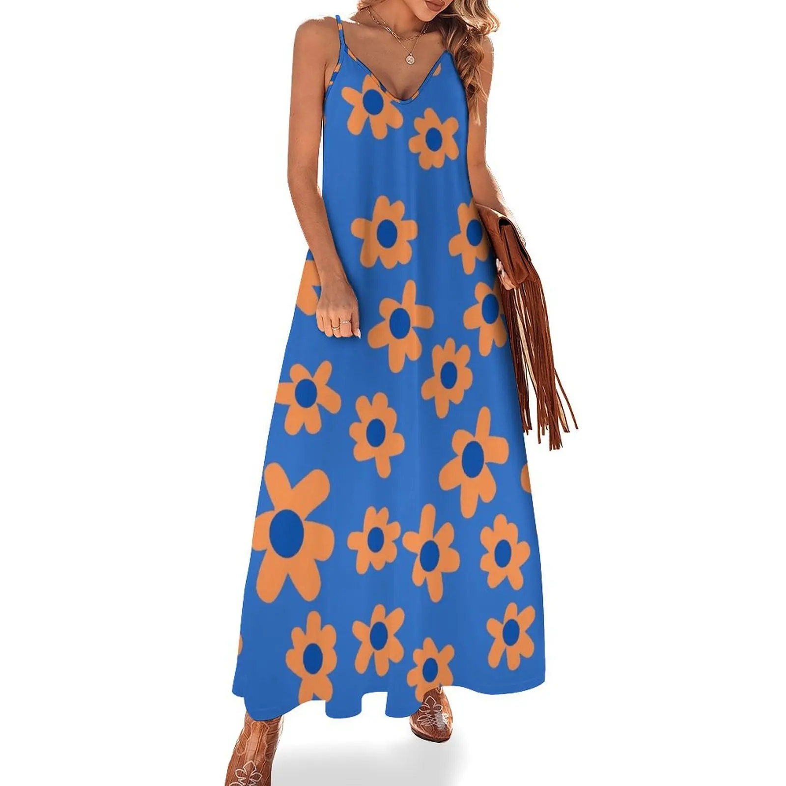 

UF Orange and Blue Floral Pattern Go Gators Sleeveless Dress summer clothes dress for women summer