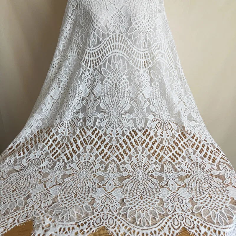 Thick Soft Lace Fabric for Wedding Dress, Eyelashes Pressure Yarn, Geometric Flower Decoration Accessories, New Style