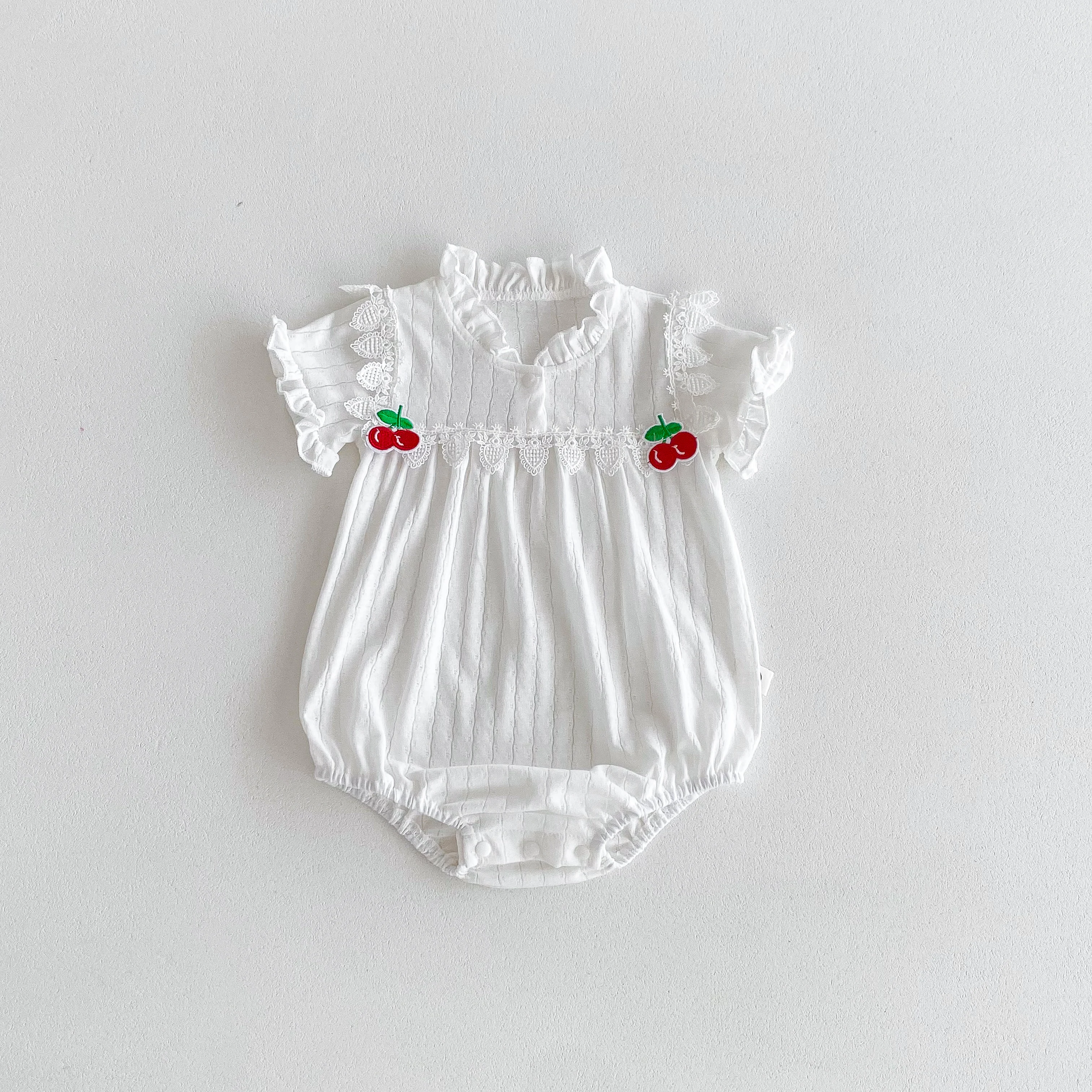 Baby Girl Romper Lovely Cherry Summer Short Sleeve Baby Onesies Newborn Sweet Princess Jumpsuit