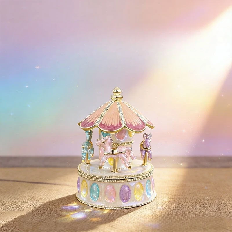 

Liyu painted carousel metal jewelry box cute childlike exquisite dressing table ornaments