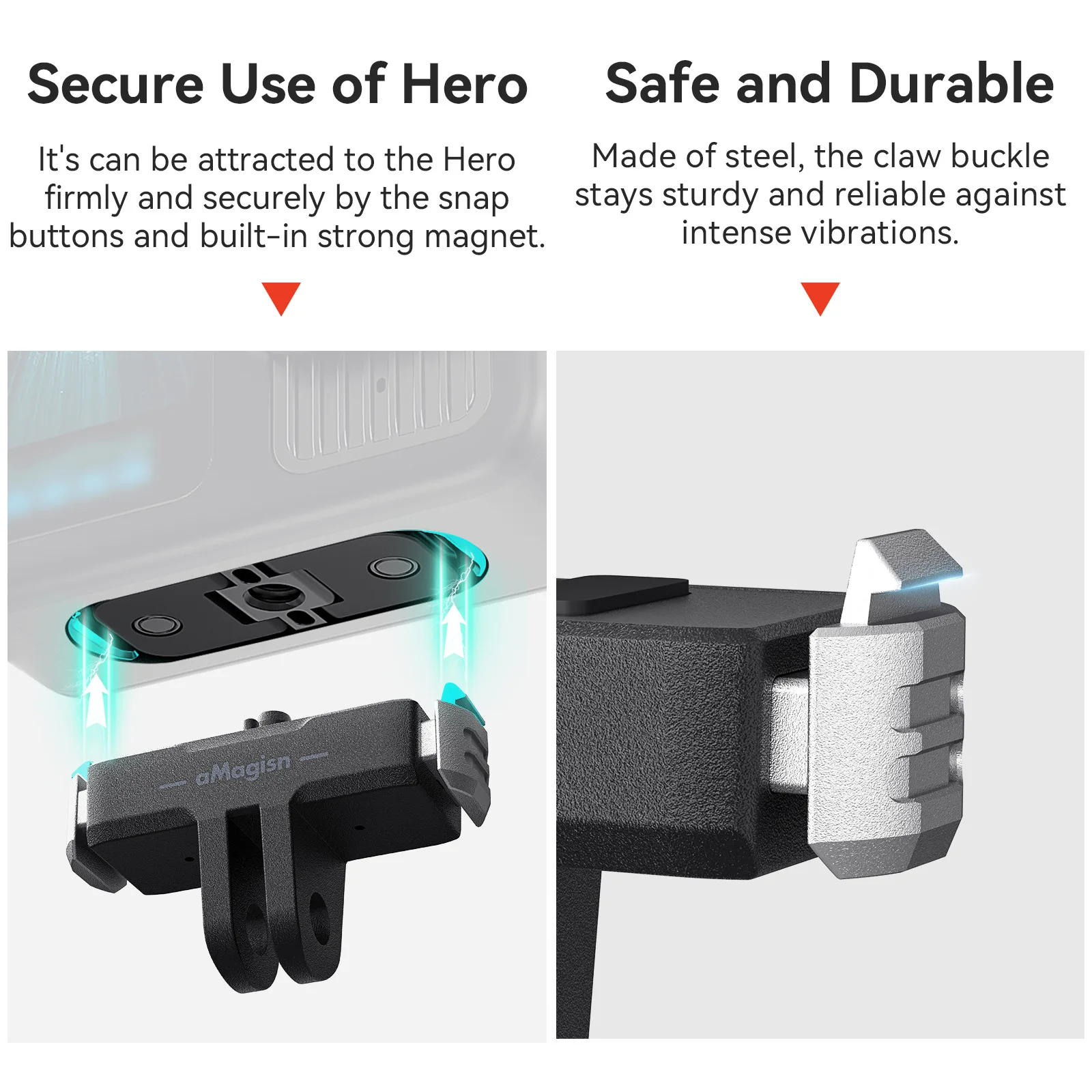 حامل مغناطيسي سريع الإصدار لـ GoPro13 Hero13 مع قاعدة محول بلاستيكية ثنائية الشق لملحقات Gopro Hero 13